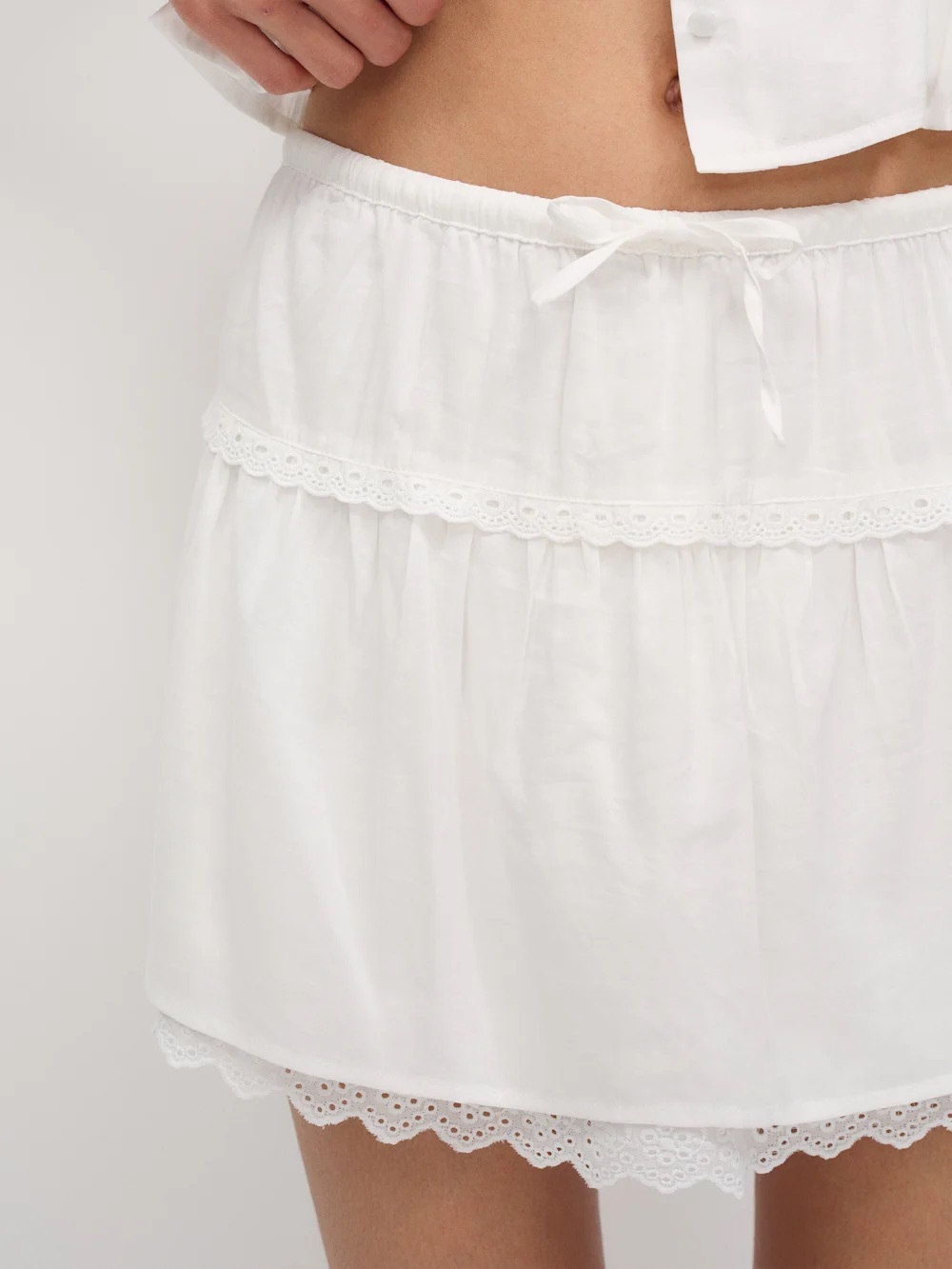 Reformation White Eyelet Mini Skirt & Top - Picture 3 of 3